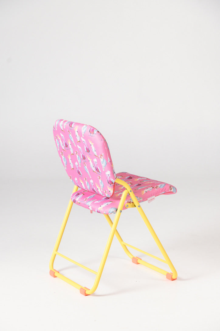 Folding chair with bird design