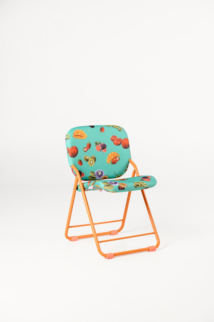 Green and orange chair for indoors and outdoors